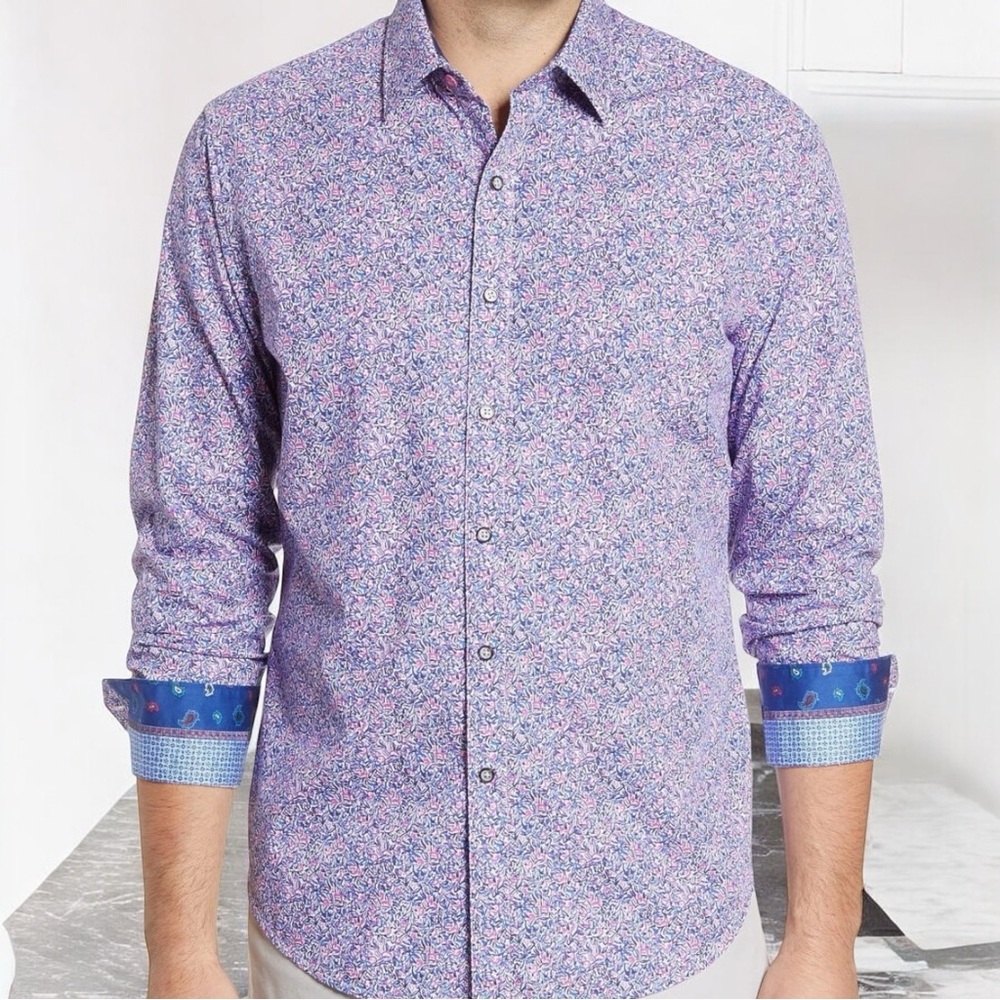 Robert Graham 'Precision' Mens Variegated Button Down Shirt - Picture 4 of 13